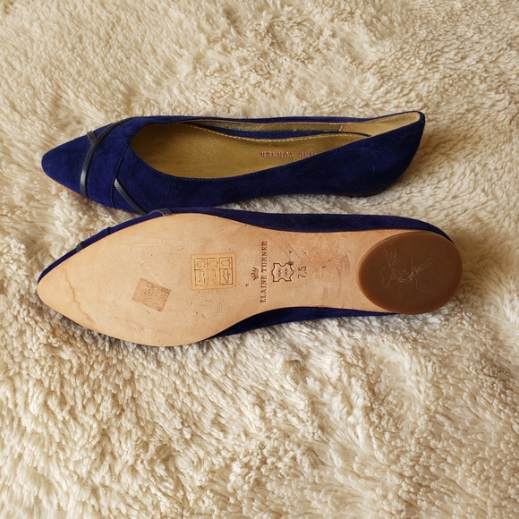Elaine Turner Royal Blue Suede Flats - Picture 2 of 4